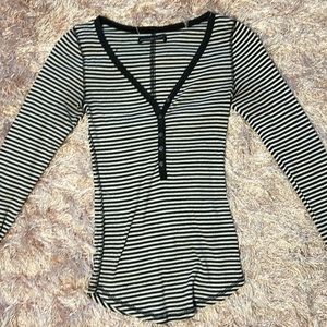Abercrombie striped ribbed henley
